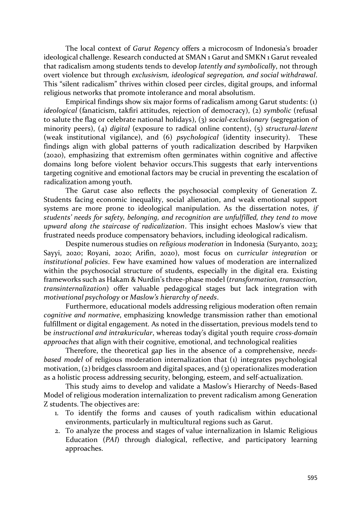 JURIS A Maslow S Hierarchy Of Needs Based Model Of Religious Moderation Internalization To Prevent Radicalism Among Generation Z