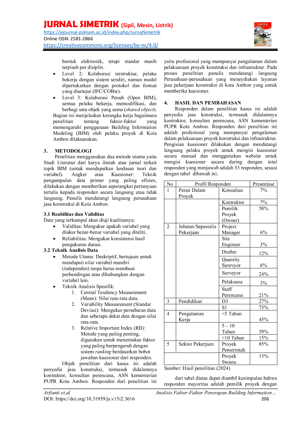 JURIS Analisis Faktor Faktor Penerapan Building Information Modeling Bim Di Proyek Konstruksi Kota Ambon