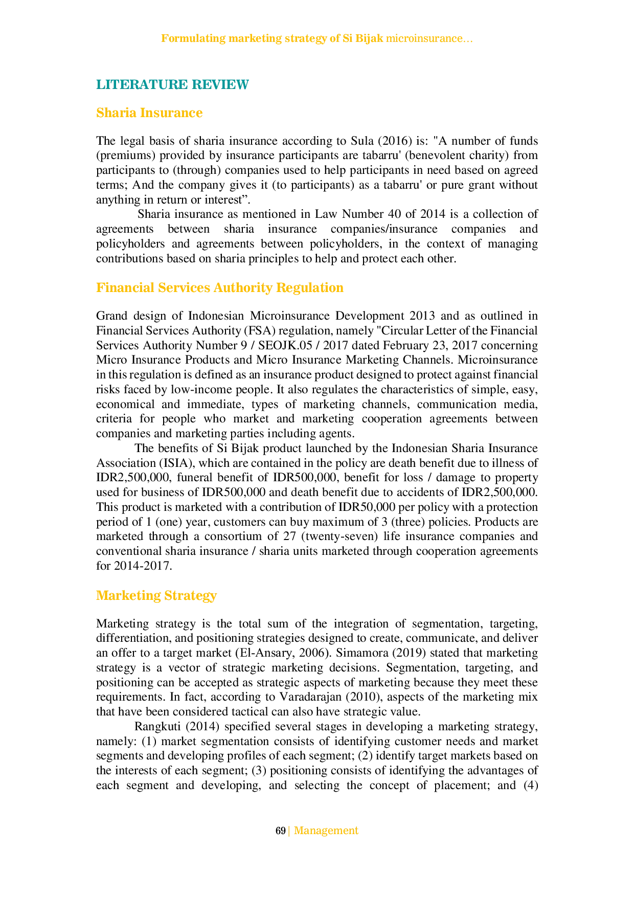 JURIS Formulating marketing strategy of Si Bijak microinsurance using SWOT analysis marketing mix and Business Model Canvas