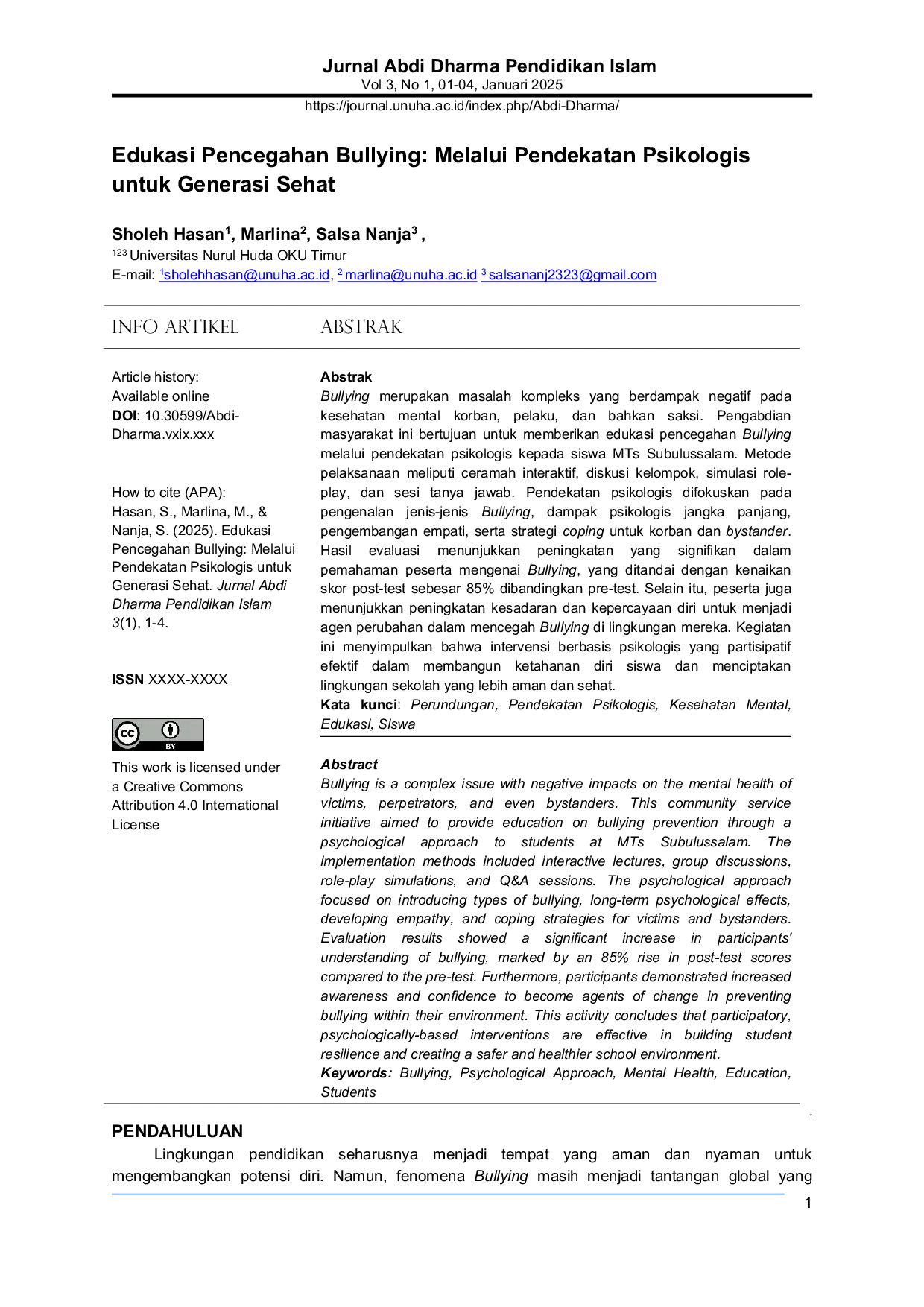 JURIS Bullying Prevention Education A Psychological Approach for a Healthy Generation