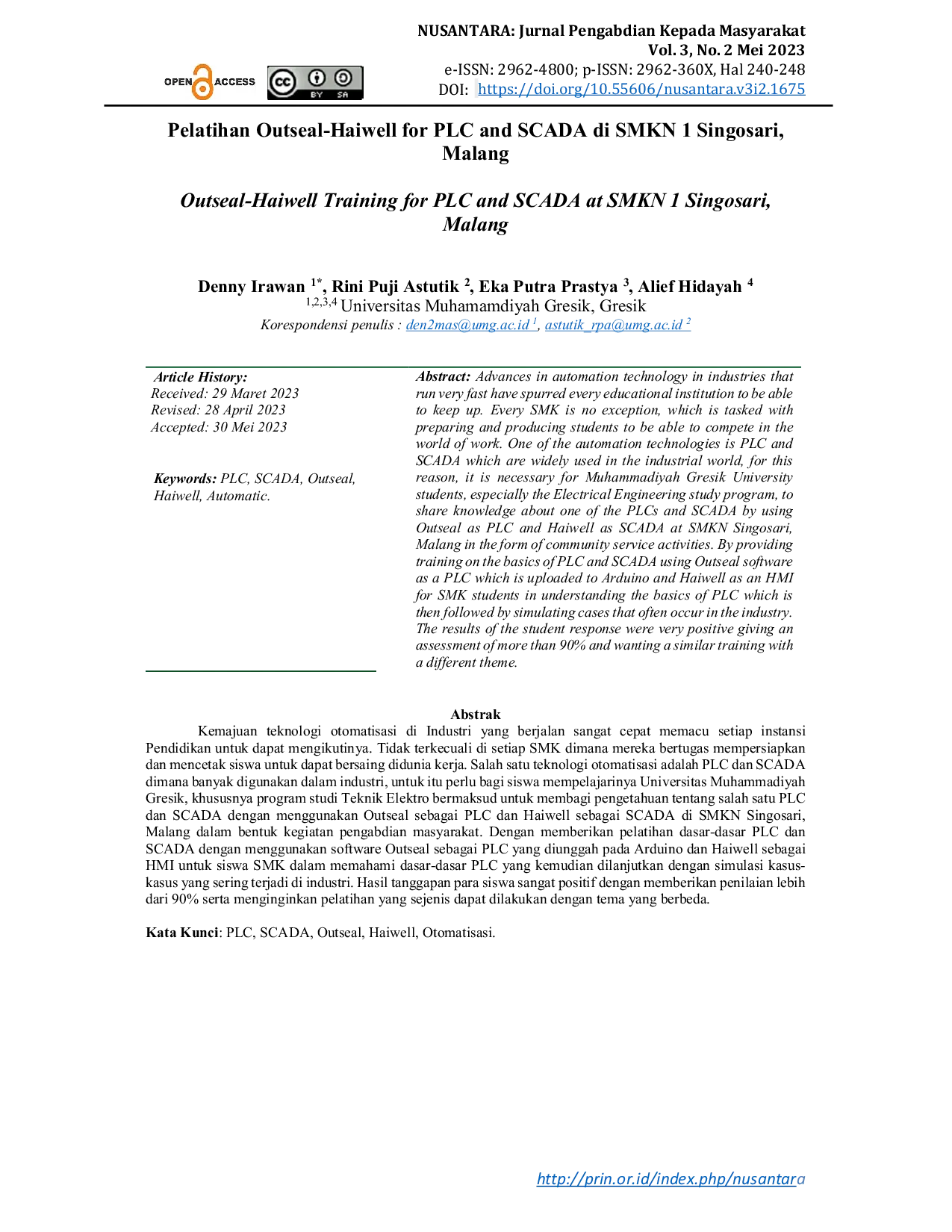 JURIS Pelatihan Outseal Haiwell for PLC and SCADA di SMKN 1 Singosari Malang