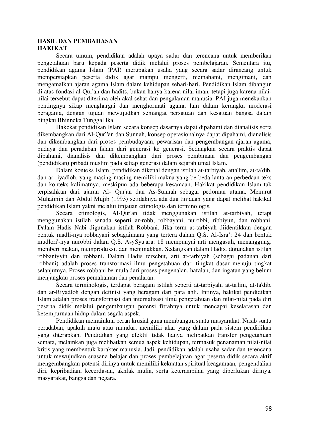 JURIS Aspek Aspek Dasar Pendidikan Agama Islam PAI Hakikat Fungsi Tujuan dan Ruang Lingkup PAI