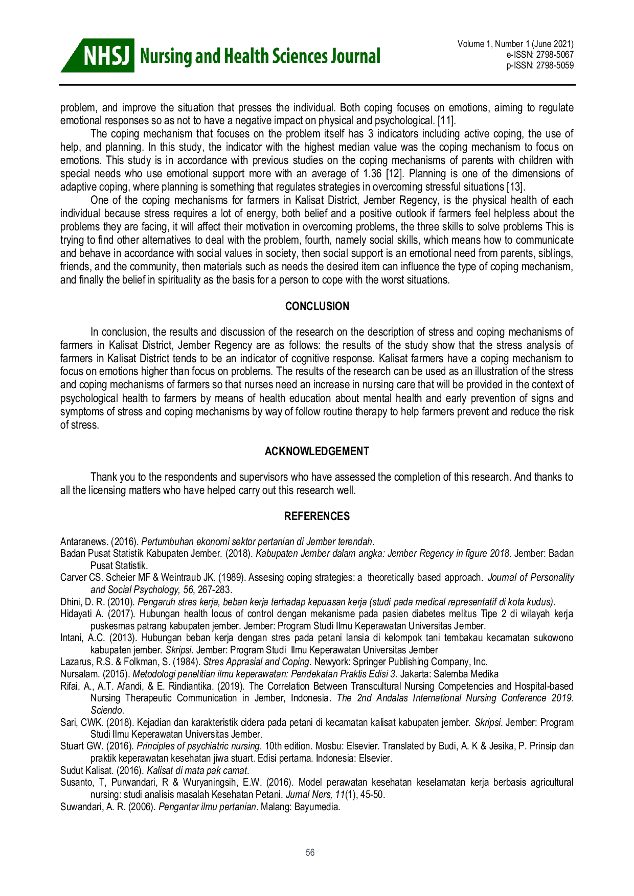 JURIS Deskripsi Stres Dan Mekanisme Penanggulangan Petani Di Kecamatan Kalisat Kabupaten Jember