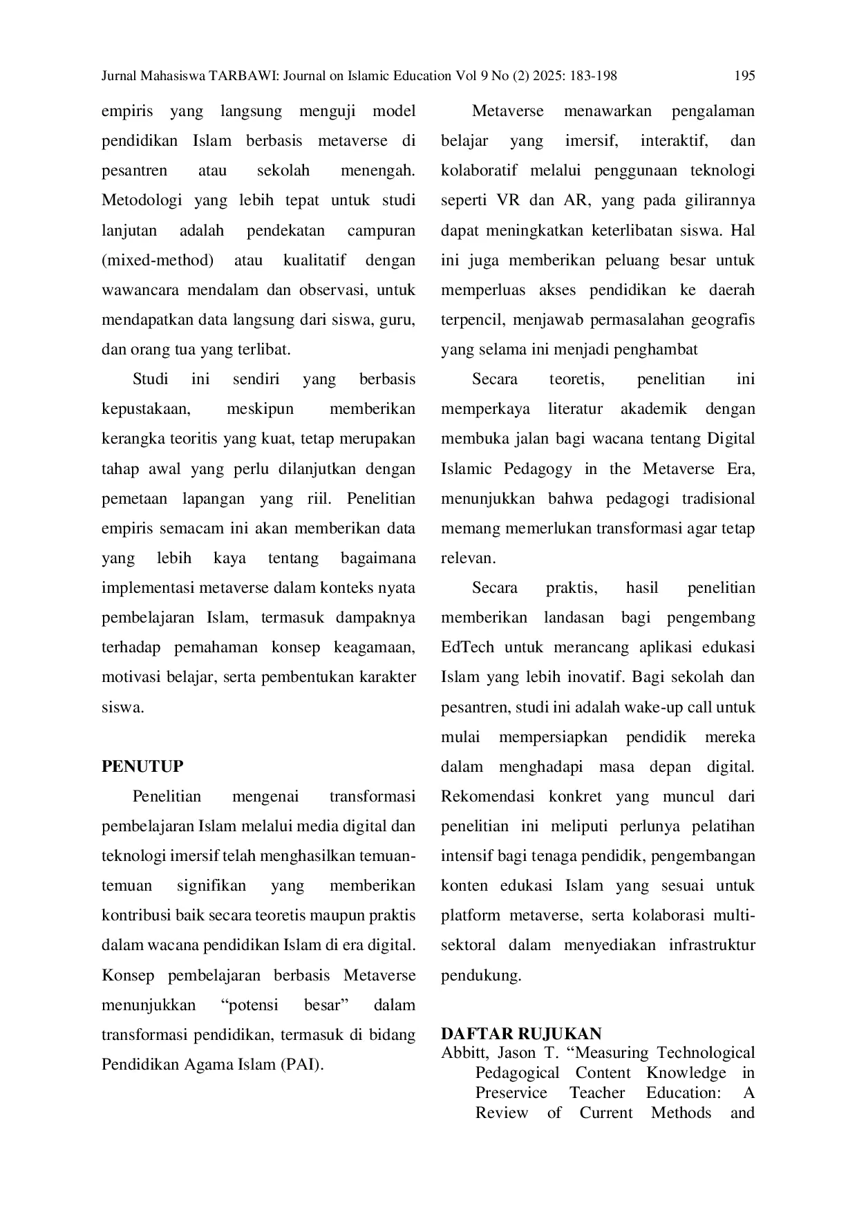 JURIS Transformasi Pembelajaran Islam Melalui Media Digital Dan Teknologi Imersif