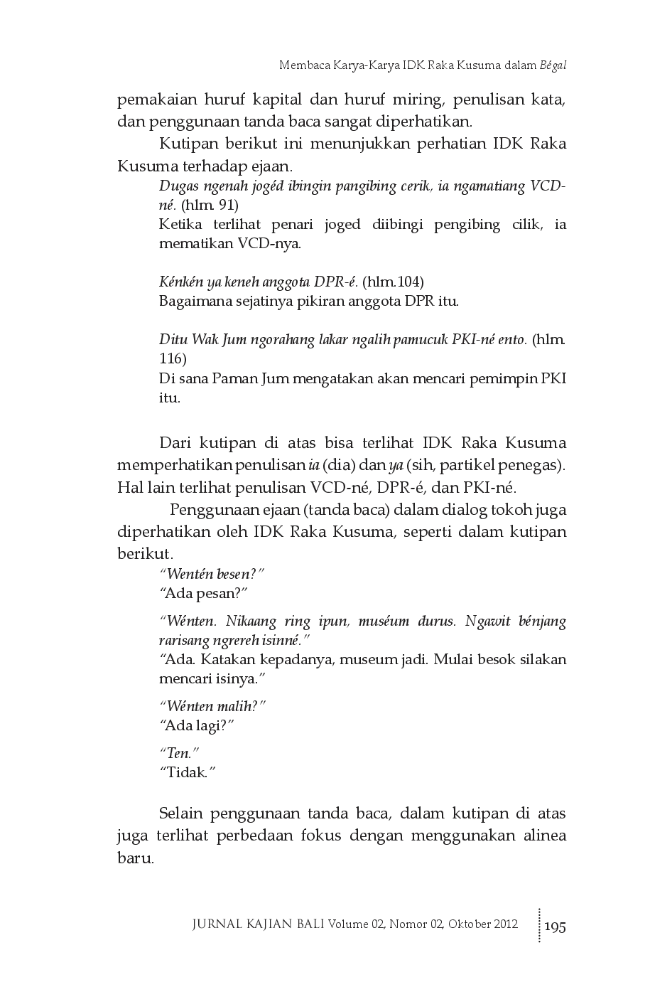 juris Membaca Karya karya IDK Raka Kusuma dalam B gal