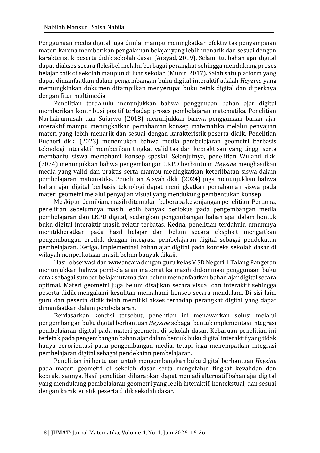 JURIS Integrasi Pembelajaran Digital Melalui Pengembangan Buku Digital Berbantuan Heyzine pada Materi Geometri di Sekolah Dasar