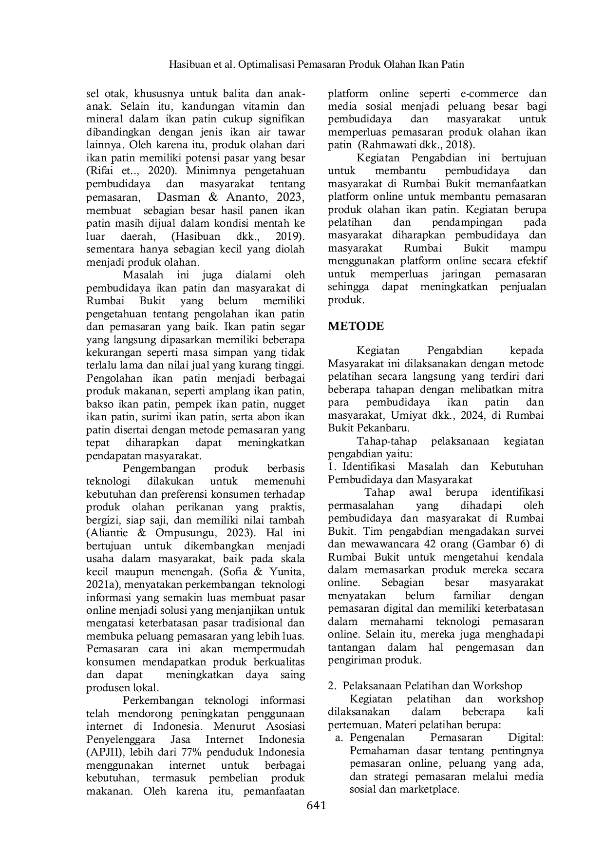 JURIS Optimalisasi Pemasaran Produk Olahan Ikan Patin melalui Pemanfaatan Pasar Online