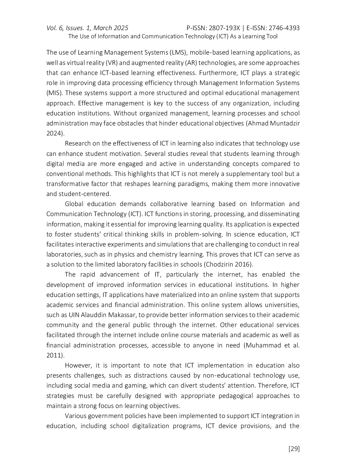 JURIS The Use Of Information And Communication Technology Ict As A Learning Tool