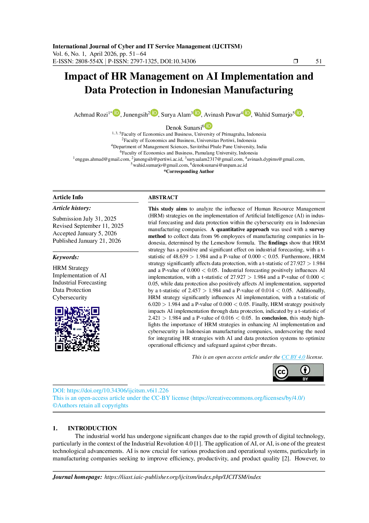 JURIS Impact of HR Management on AI Implementation and Data Protection in Indonesian Manufacturing
