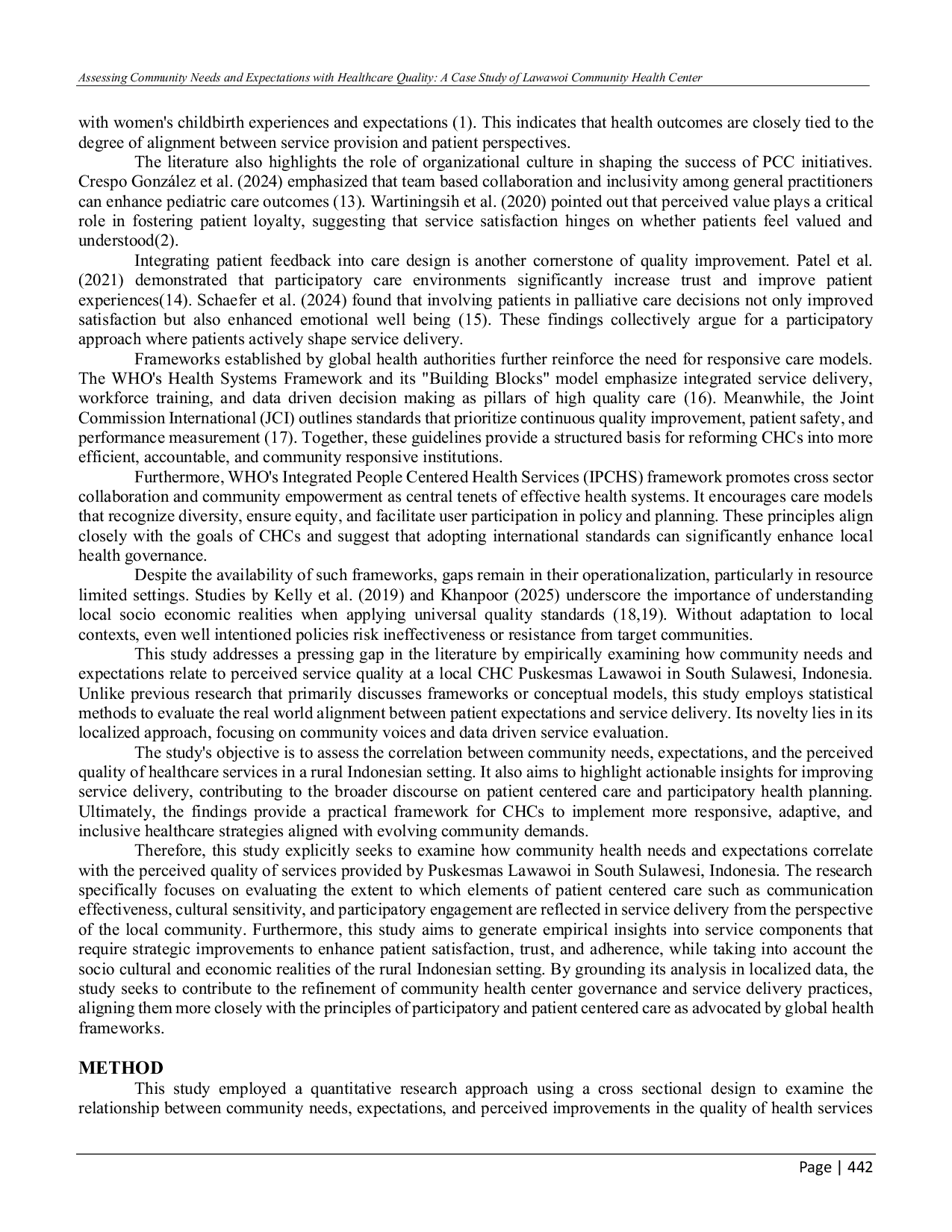 JURIS Menilai Kebutuhan dan Ekspektasi Masyarakat dengan Kualitas Pelayanan Kesehatan Studi Kasus Pusat Kesehatan Masyarakat Lawawoi