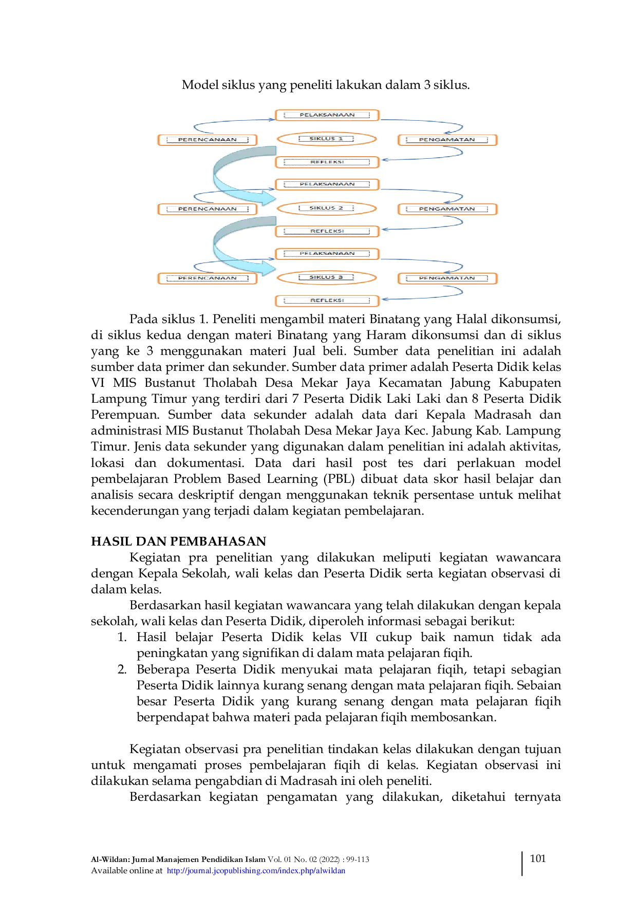 JURIS Implementasi Problem Based Learning Pada Pelajaran Fiqih Meningkatkan Hasil Belajar Dan Aktivitas Peserta Didik