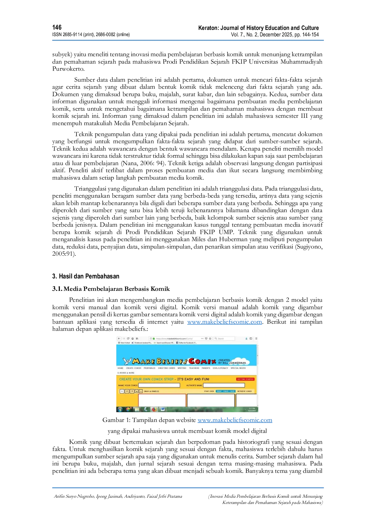 JURIS Inovasi Media Pembelajaran Berbasis Komik untuk Menunjang Keterampilan dan Pemahaman Sejarah pada Mahasiswa