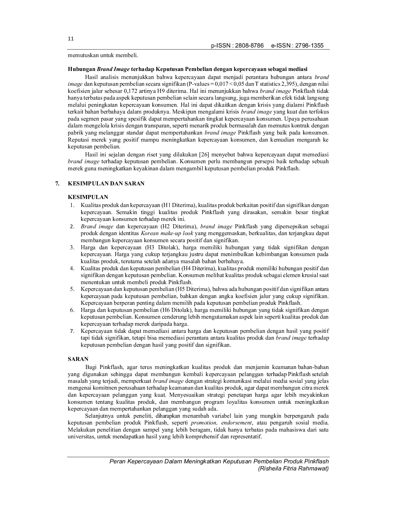 JURIS Peran Kepercayaan Dalam Meningkatkan Keputusan Pembelian Produk Pinkflash