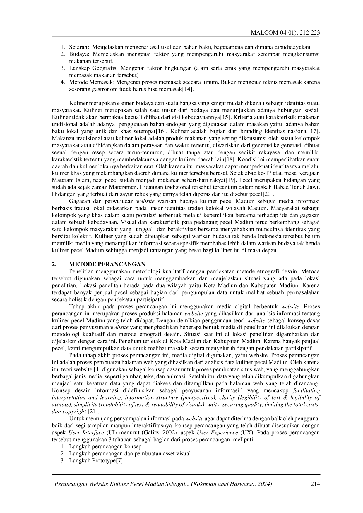 juris Perancangan Website Kuliner Pecel Madiun Sebagai Media Pelestarian Warisan Budaya Tak Benda Indonesia