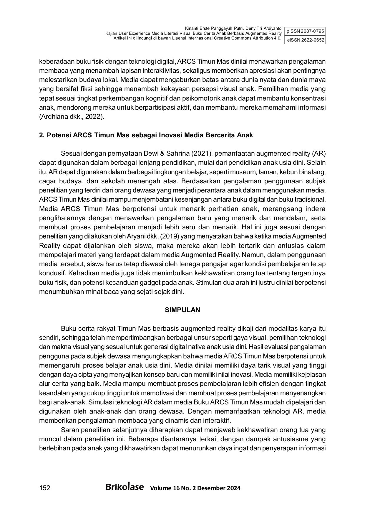 JURIS The Kajian User Experience Media Literasi Visual Buku Cerita Anak Berbasis Augmented Reality
