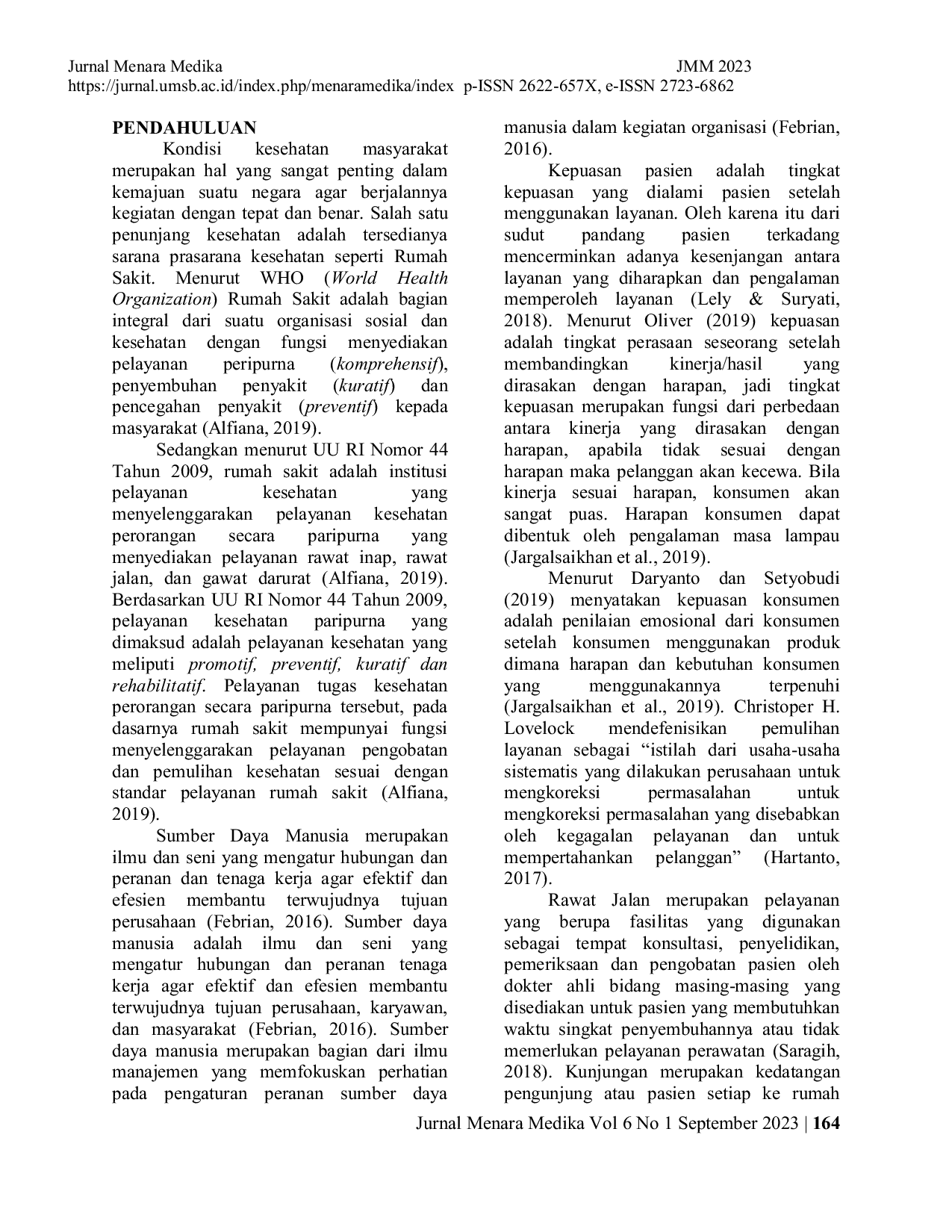 JURIS Hubungan Service Recovery Terhadap Kepuasan Pasien Pada Rawat Jalan Poliklinik Saraf