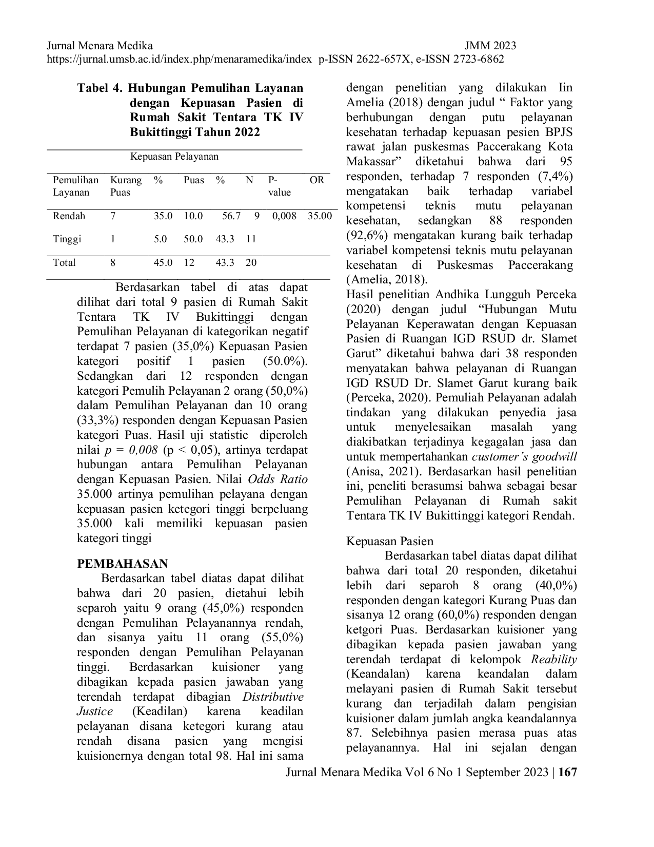 JURIS Hubungan Service Recovery Terhadap Kepuasan Pasien Pada Rawat Jalan Poliklinik Saraf