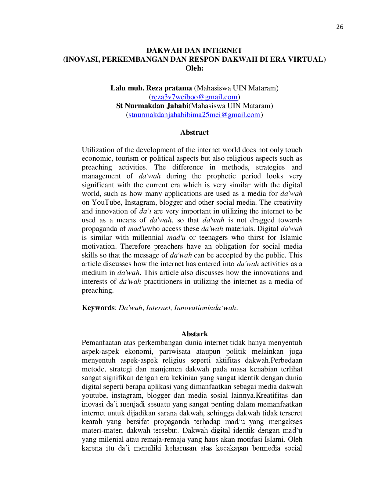 juris Dakwah Dan Internet Inovasi Perkembangan Dan Respon Dakwah Di Era Virtual