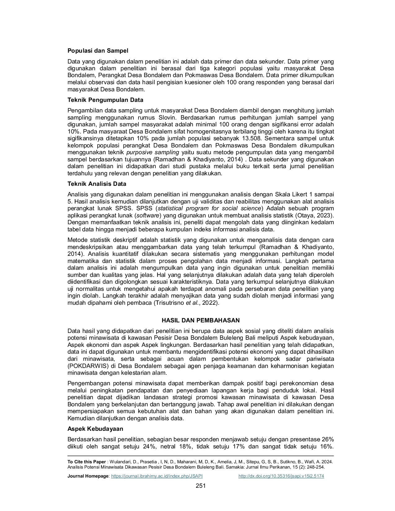 JURIS Analisis Potensi Minawisata Dikawasan Pesisir Desa Bondalem Buleleng Bali