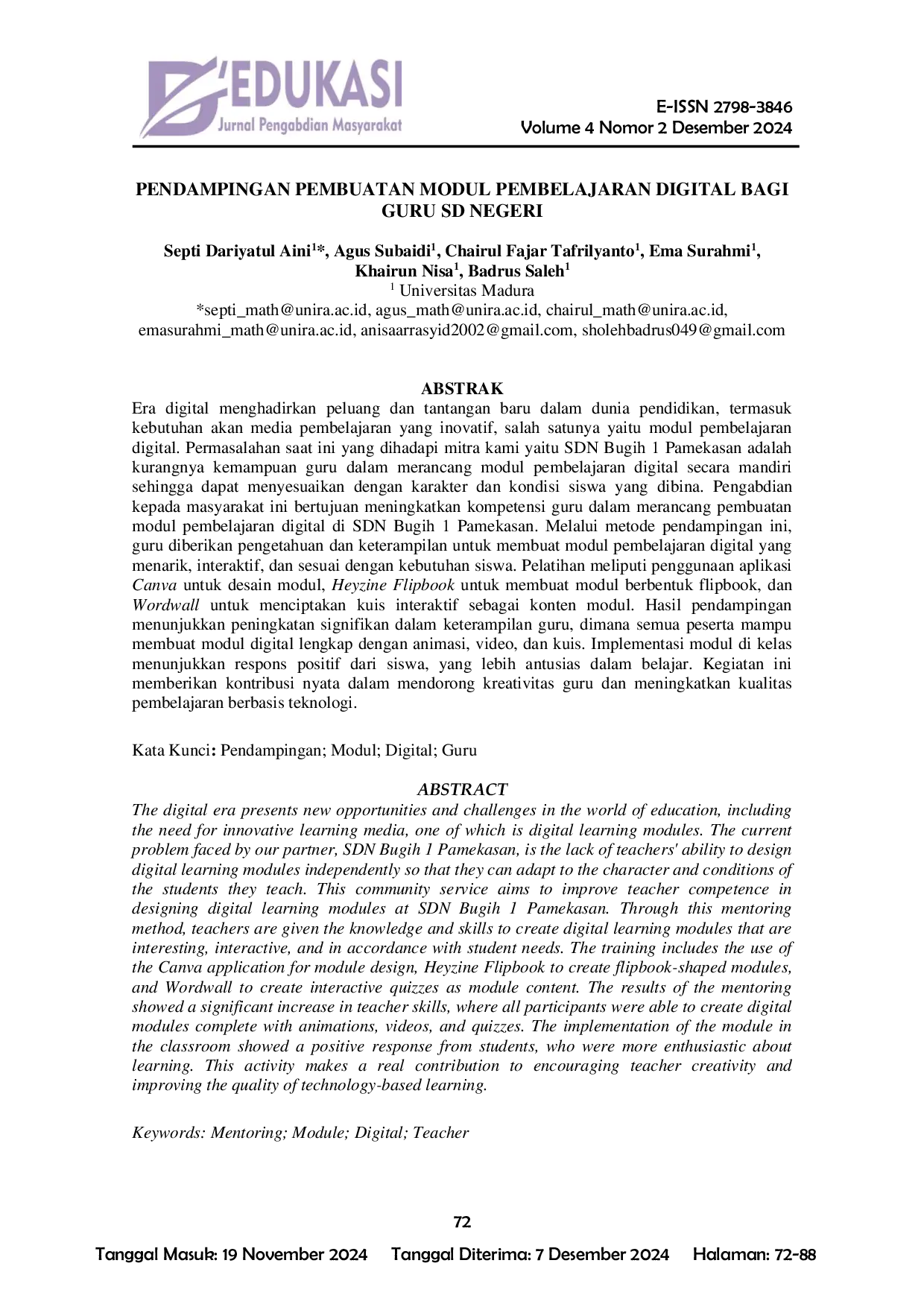 JURIS Pendampingan Pembuatan Modul Pembelajaran Digital Bagi Guru Sd Negeri