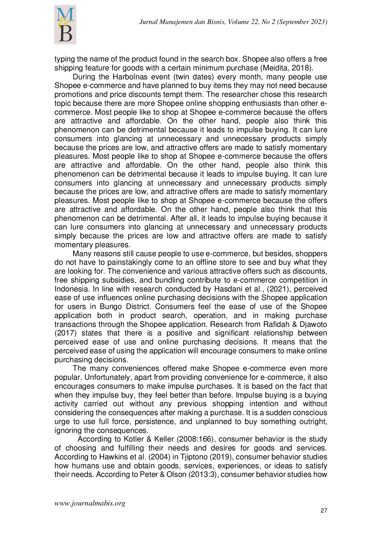 JURIS The Influence Of Hedonic Shopping Motivation And Shopping Lifestyle On Impulse Buying Through Positive Emotion In E Commerce