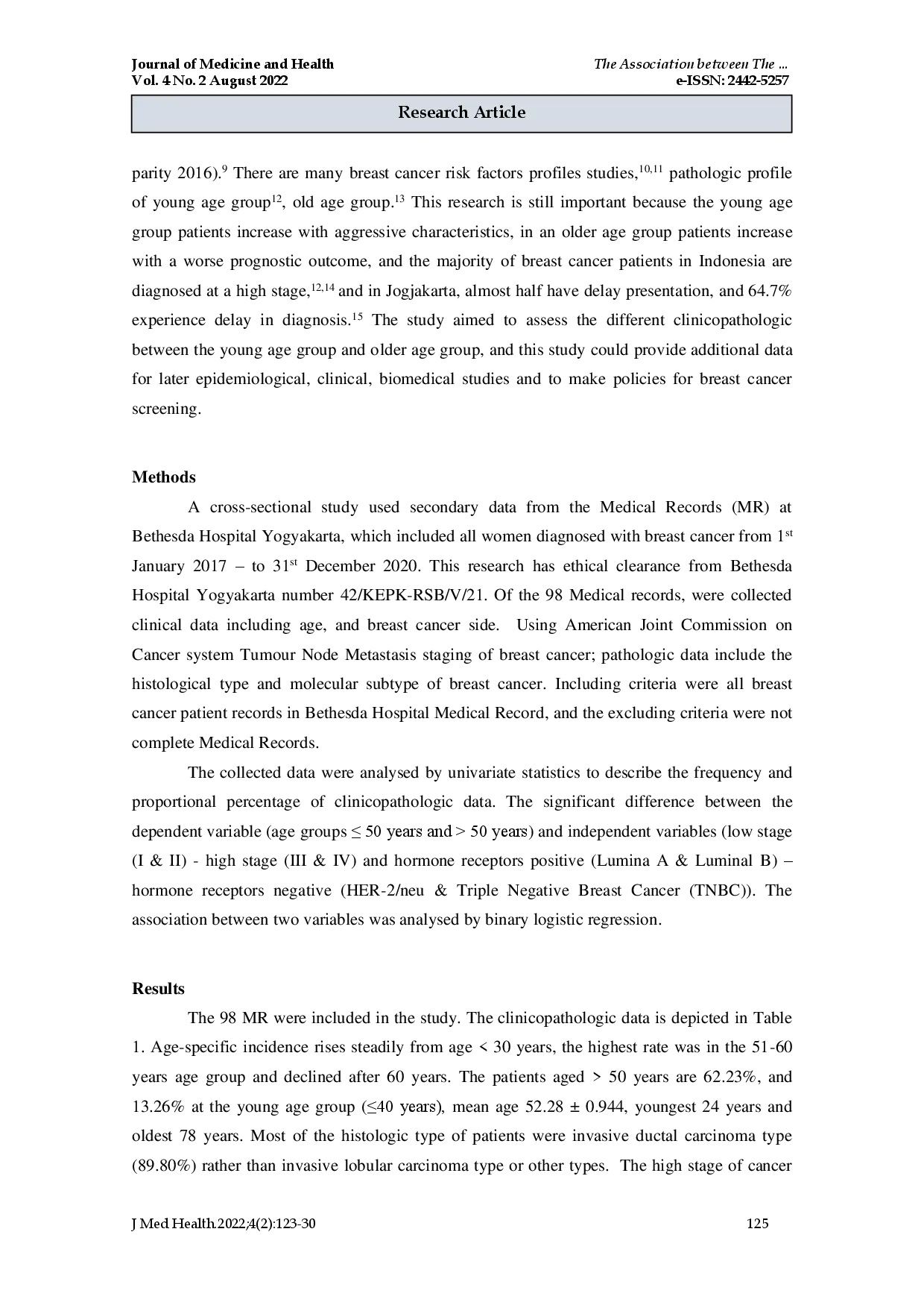 juris Hubungan Beberapa Karakteristik Kanker Payudara Berdasarkan Kelompok Usia