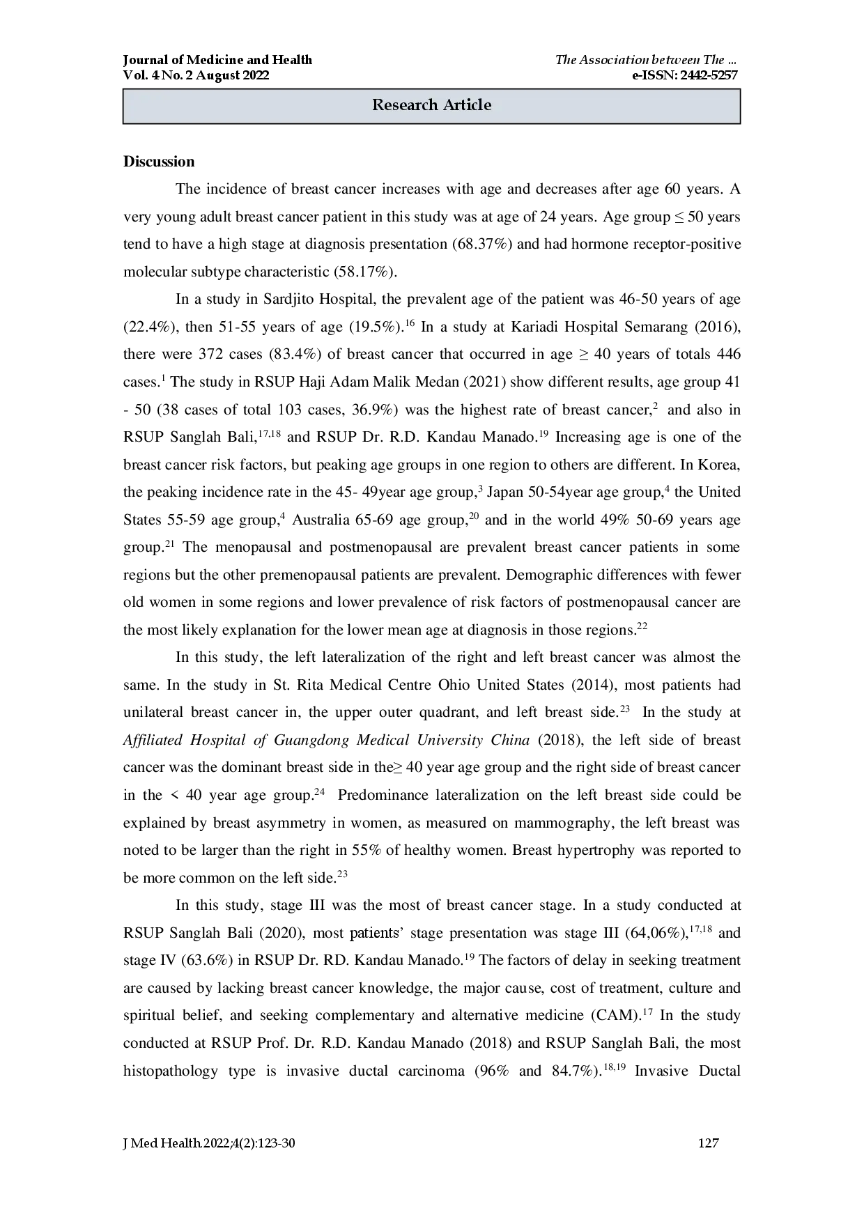 juris Hubungan Beberapa Karakteristik Kanker Payudara Berdasarkan Kelompok Usia