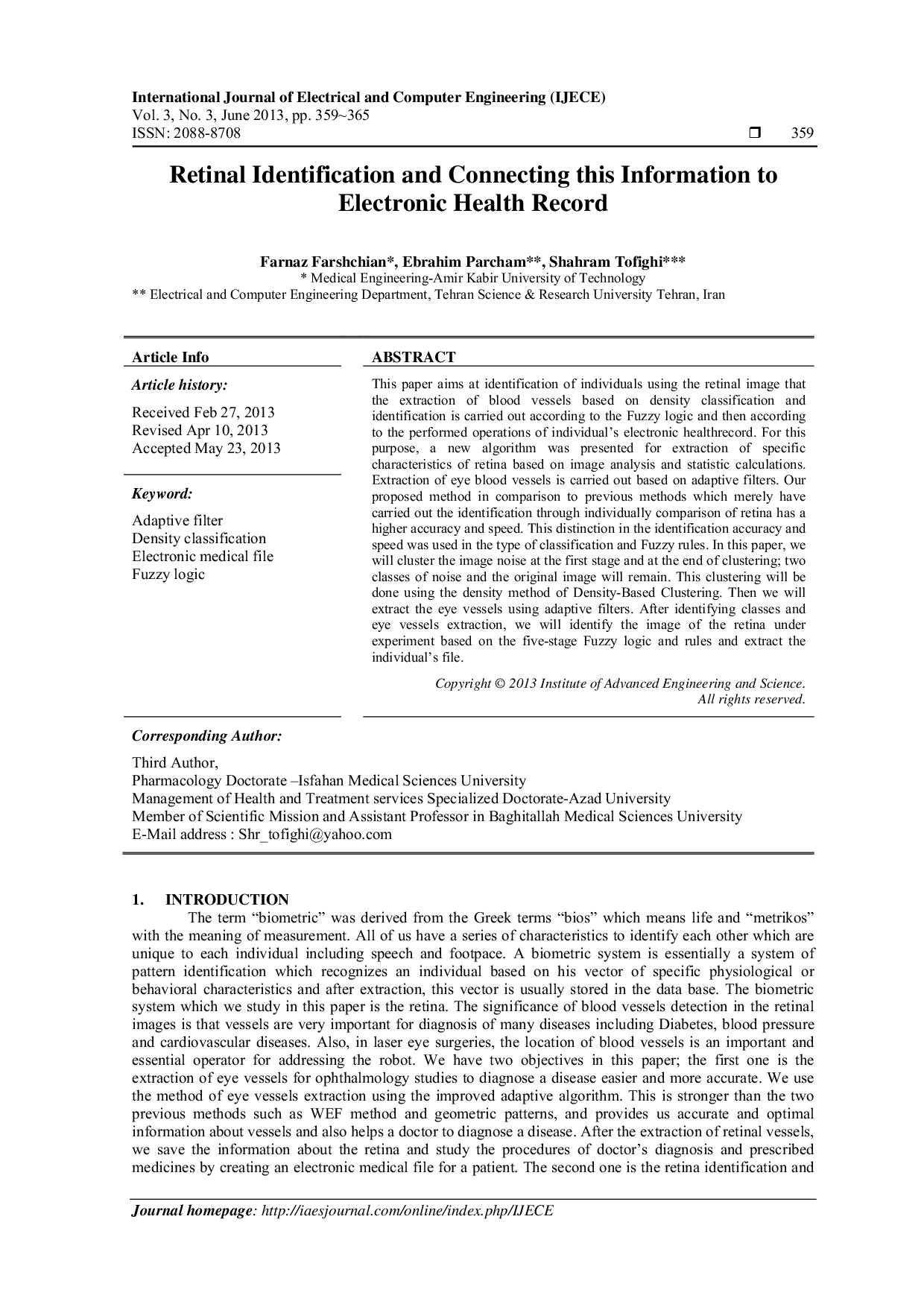 JURIS Retinal Identification and Connecting this Information to Electronic Health Record