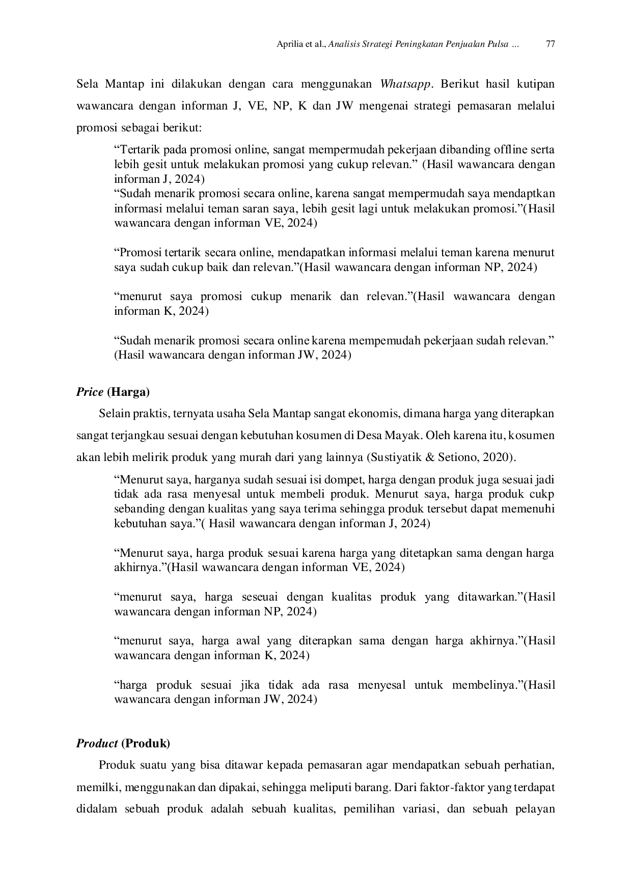 JURIS Analisis Strategi Peningkatan Penjualan Pulsa pada Usaha Sela Mantap