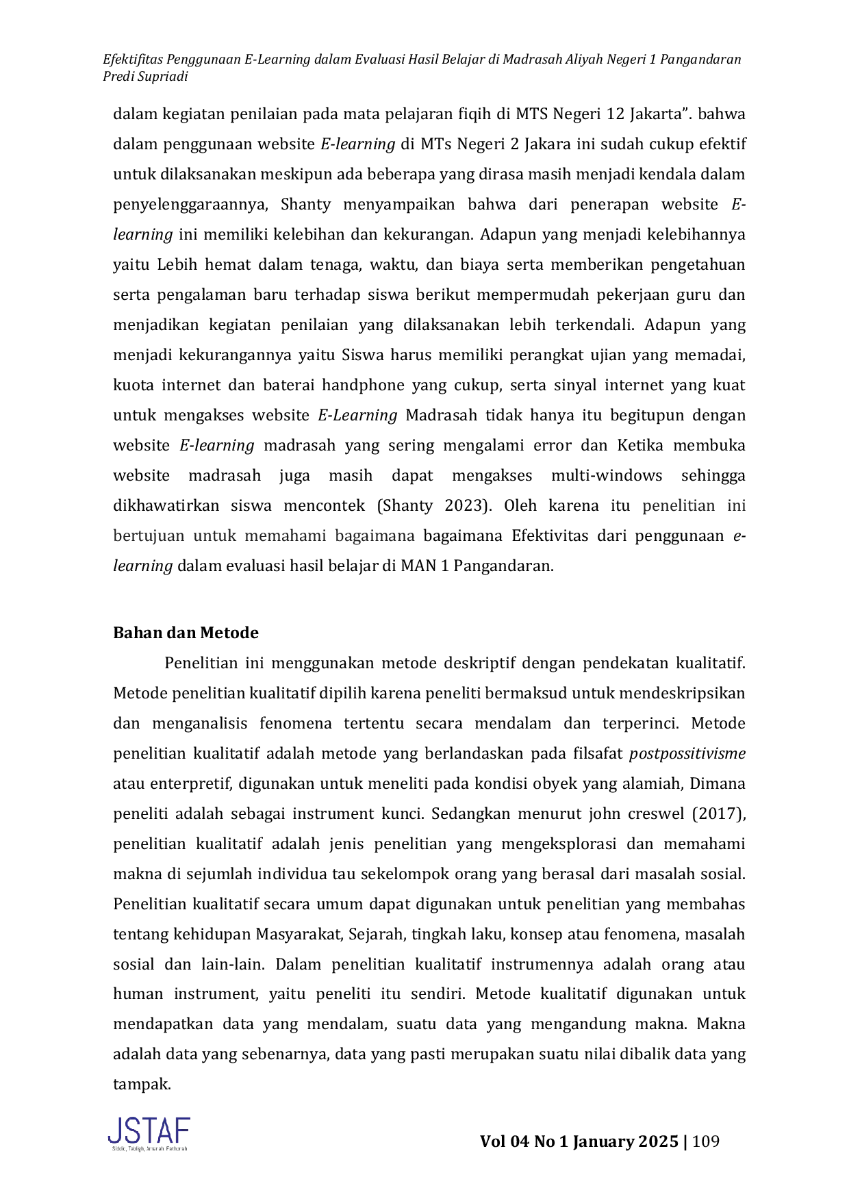 JURIS Efektifitas Penggunaan E Learning dalam Evaluasi Hasil Belajar di Madrasah Aliyah Negeri 1 Pangandaran