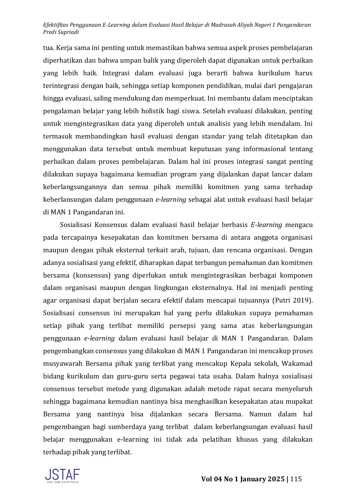 JURIS Efektifitas Penggunaan E Learning dalam Evaluasi Hasil Belajar di Madrasah Aliyah Negeri 1 Pangandaran