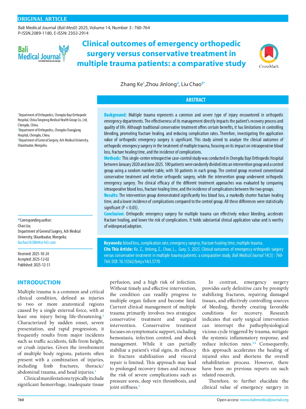 JURIS Clinical outcomes of emergency orthopedic surgery versus conservative treatment in multiple trauma patients a comparative study