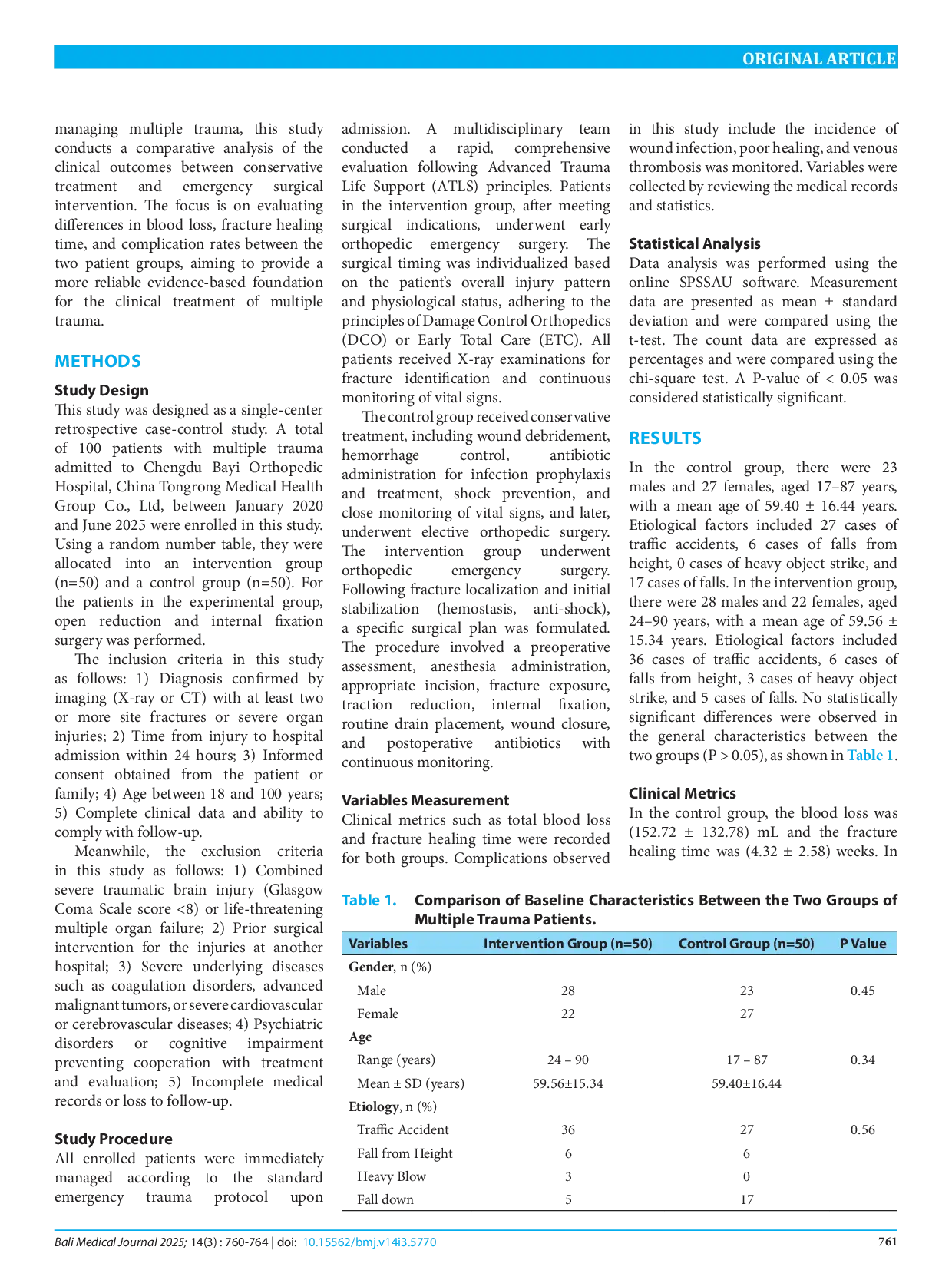 JURIS Clinical outcomes of emergency orthopedic surgery versus conservative treatment in multiple trauma patients a comparative study