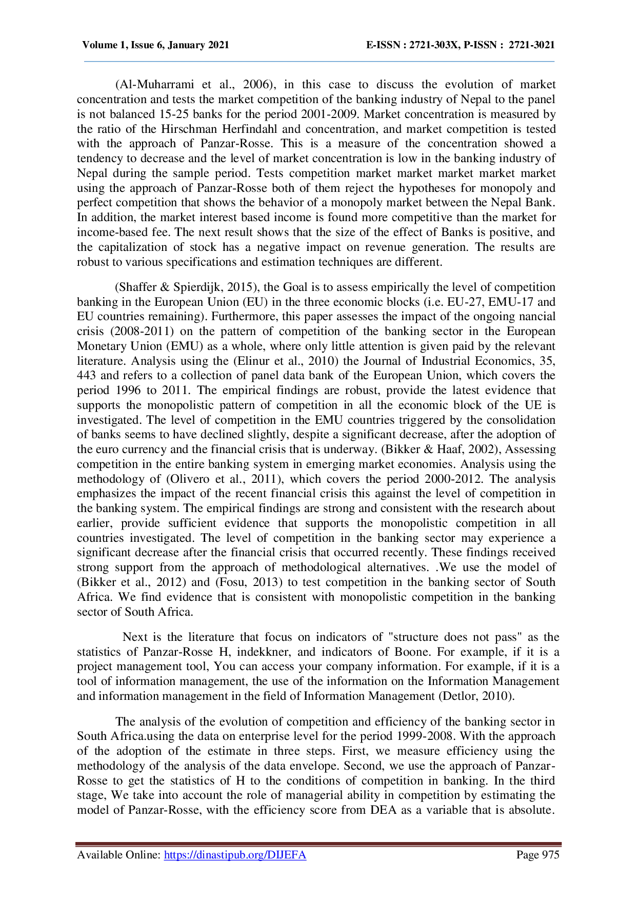 juris Competition Contributes To Performance In The Banking Industry Literature Study