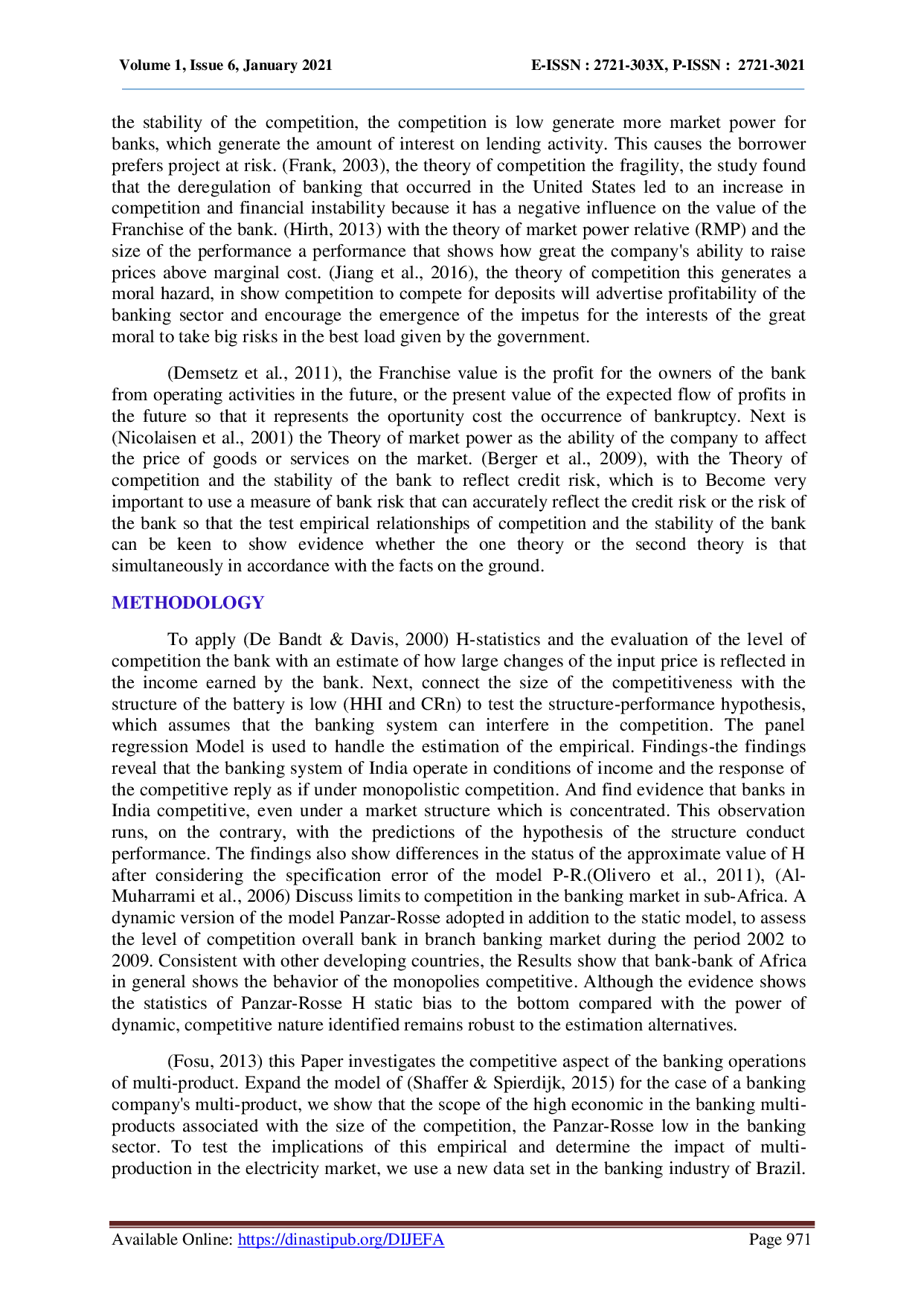 juris Competition Contributes To Performance In The Banking Industry Literature Study