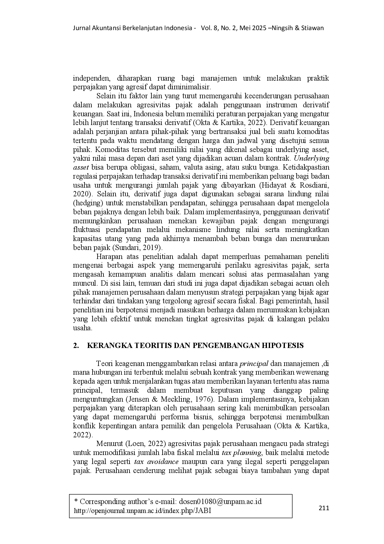 juris Dampak Capital Intensity Keberadaan Komisaris Independen dan Penggunaan Instrumen Derivatif terhadap Tingkat Agresivitas Pajak