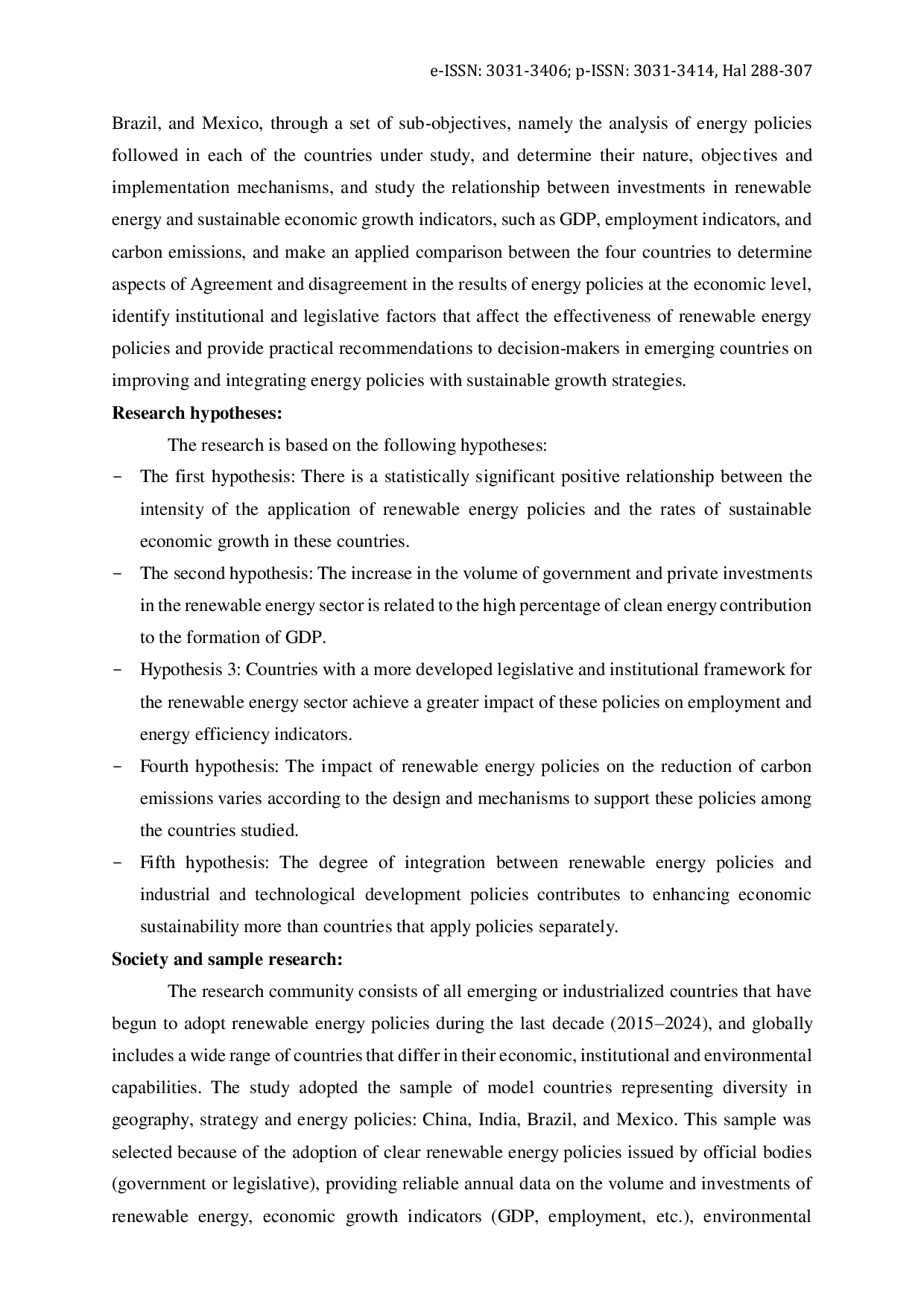 JURIS The Impact of Renewable Energy Policies on Sustainable Economic Growth Applied Study in China India Brazil and Mexico
