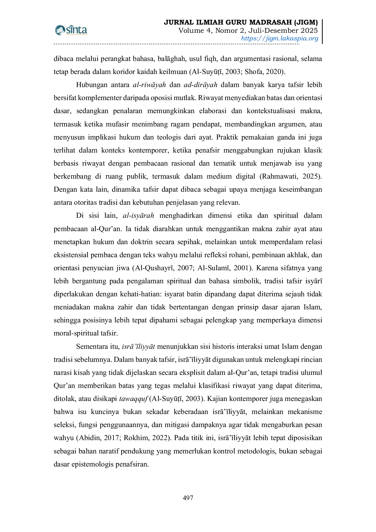 JURIS Sumber Sumber Tafsir Al Qur an dari Masa ke Masa Pemetaan Riwayah Dirayah Isyarah dan Isra iliyyat