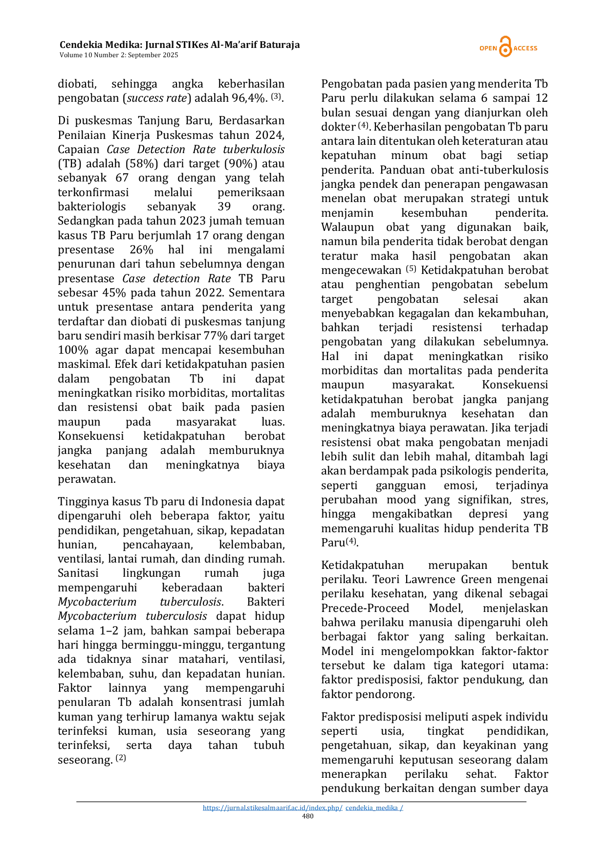 JURIS Determinants Of Adherence To Taking Medication In Pulmonary Tuberculosis Patients