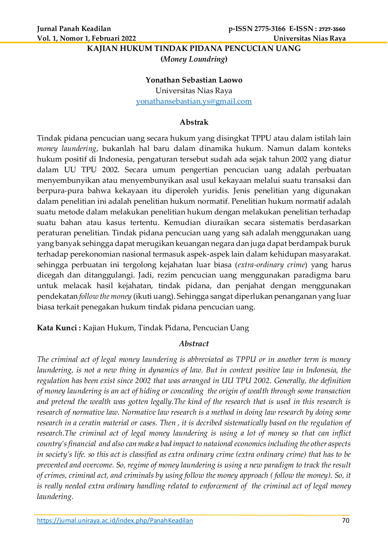 JURIS Kajian Hukum Tindak Pidana Pencucian Uang Money Loundring