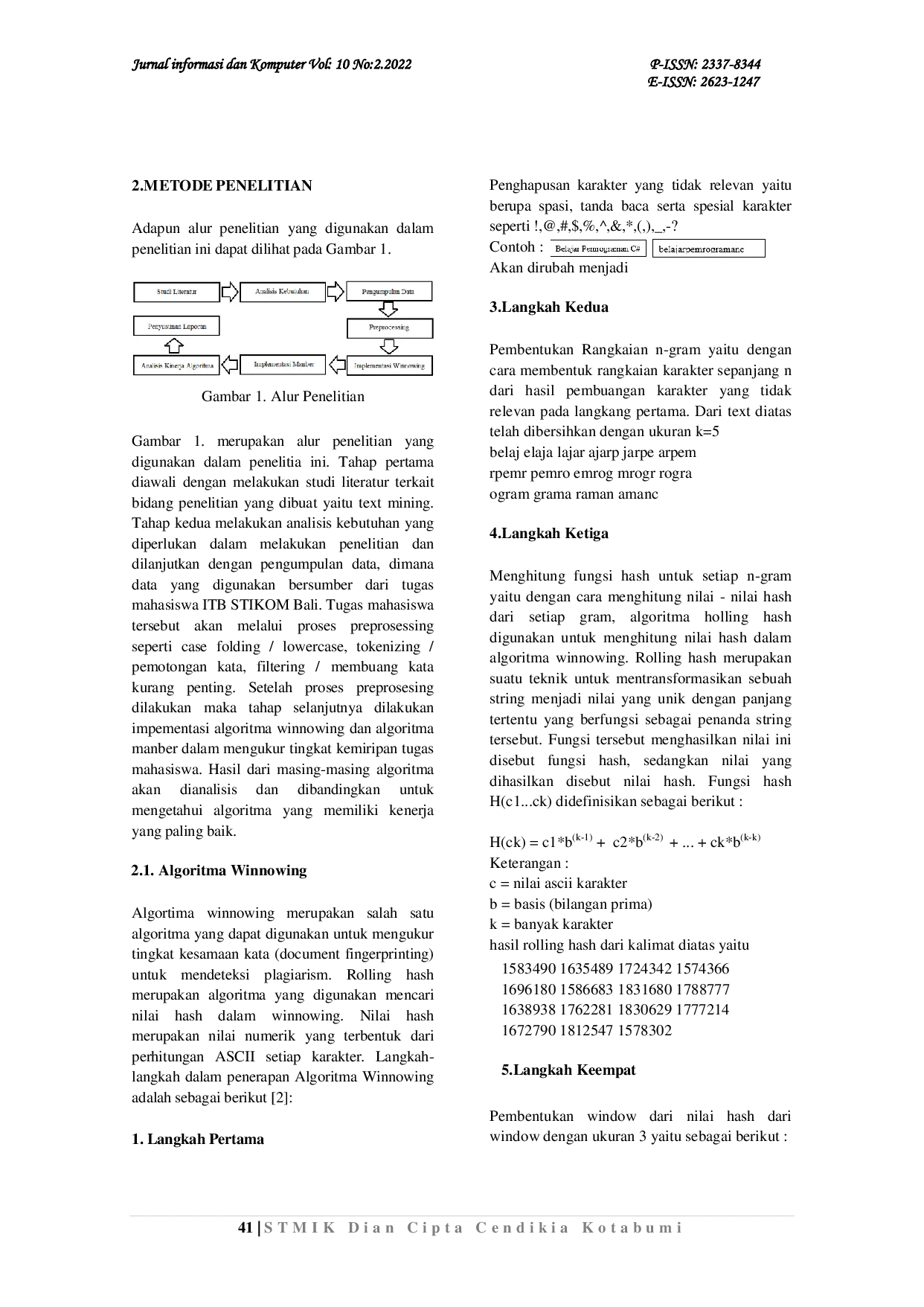 JURIS Komparasi Algoritma Winnowing dan Algoritma Manber dalam Mendeteksi Kemiripan Tugas Mahasiswa