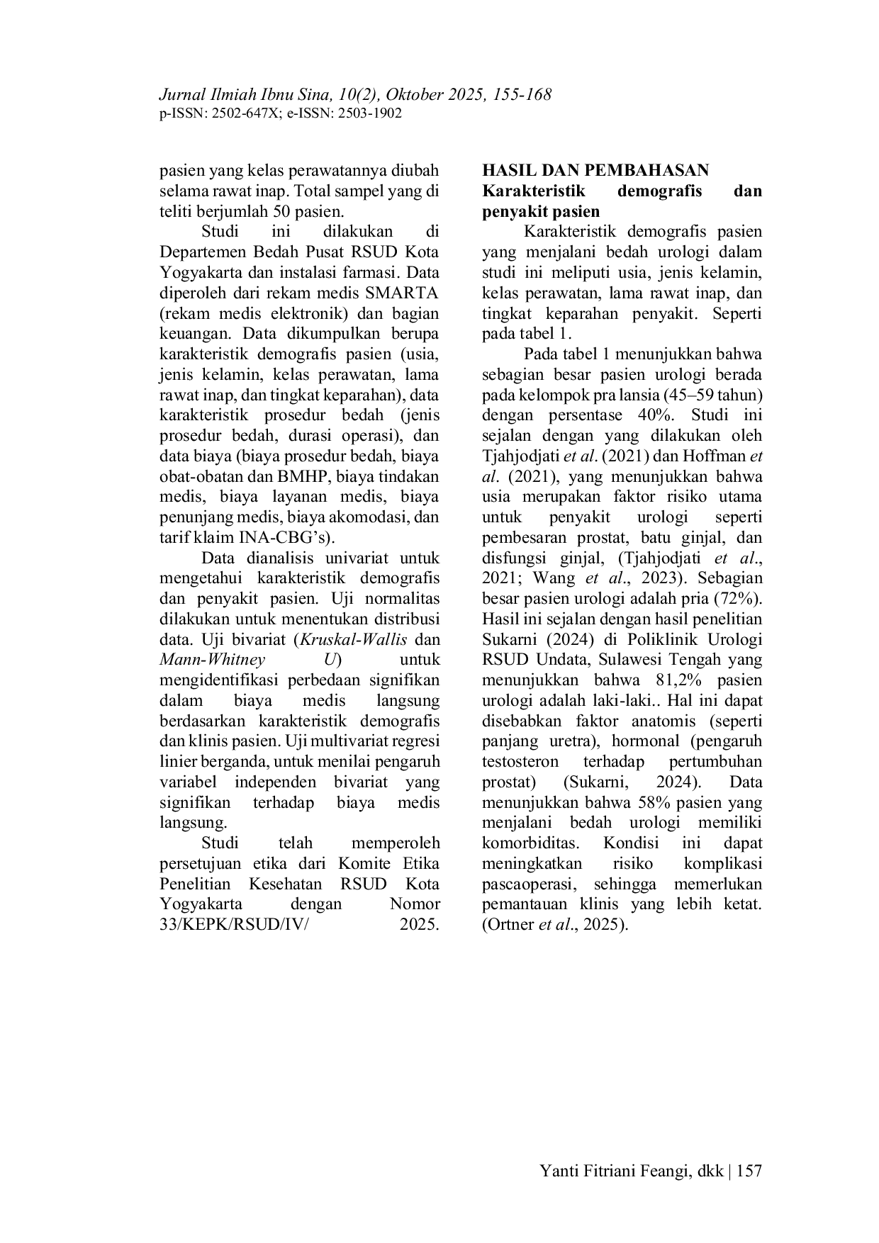 JURIS Analisis Biaya Medis Langsung Pasien Rawat Inap Bedah Urologi di RSUD Kota Yogyakarta