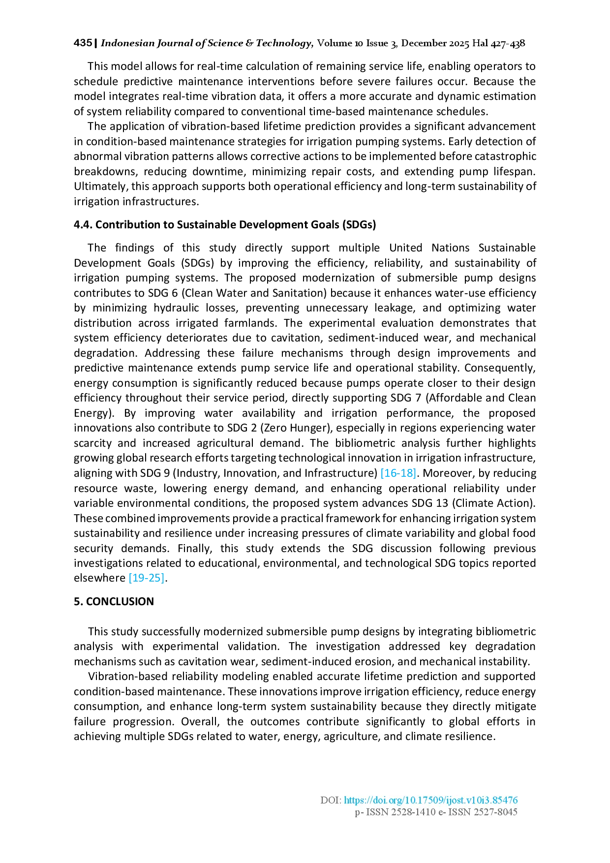 juris Modernization of Submersible Pump Designs for Sustainable Irrigation A Bibliometric and Experimental Contribution to Sustainable Development Goals SDGs
