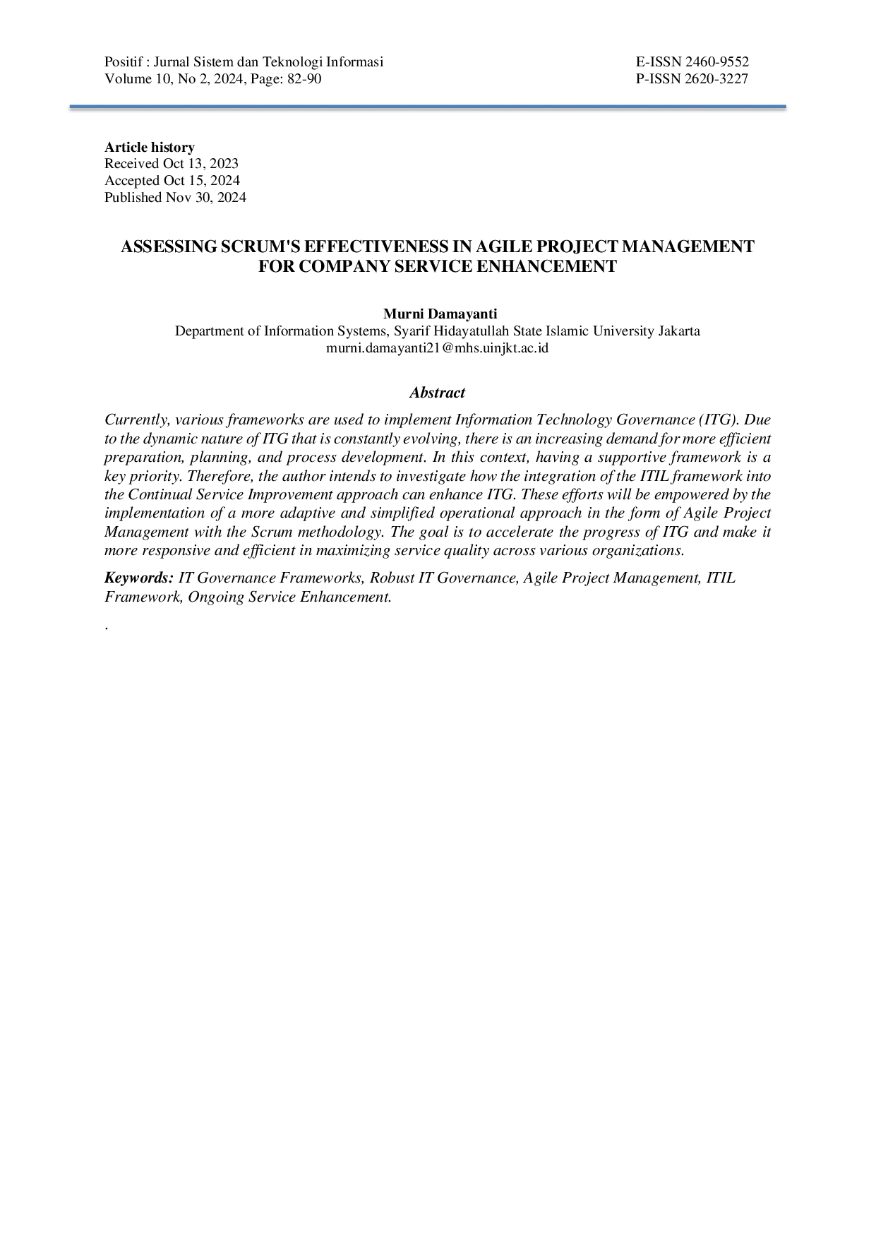 JURIS Assessing Scrum s Effectiveness In Agile Project Management For Company Service Enhancement