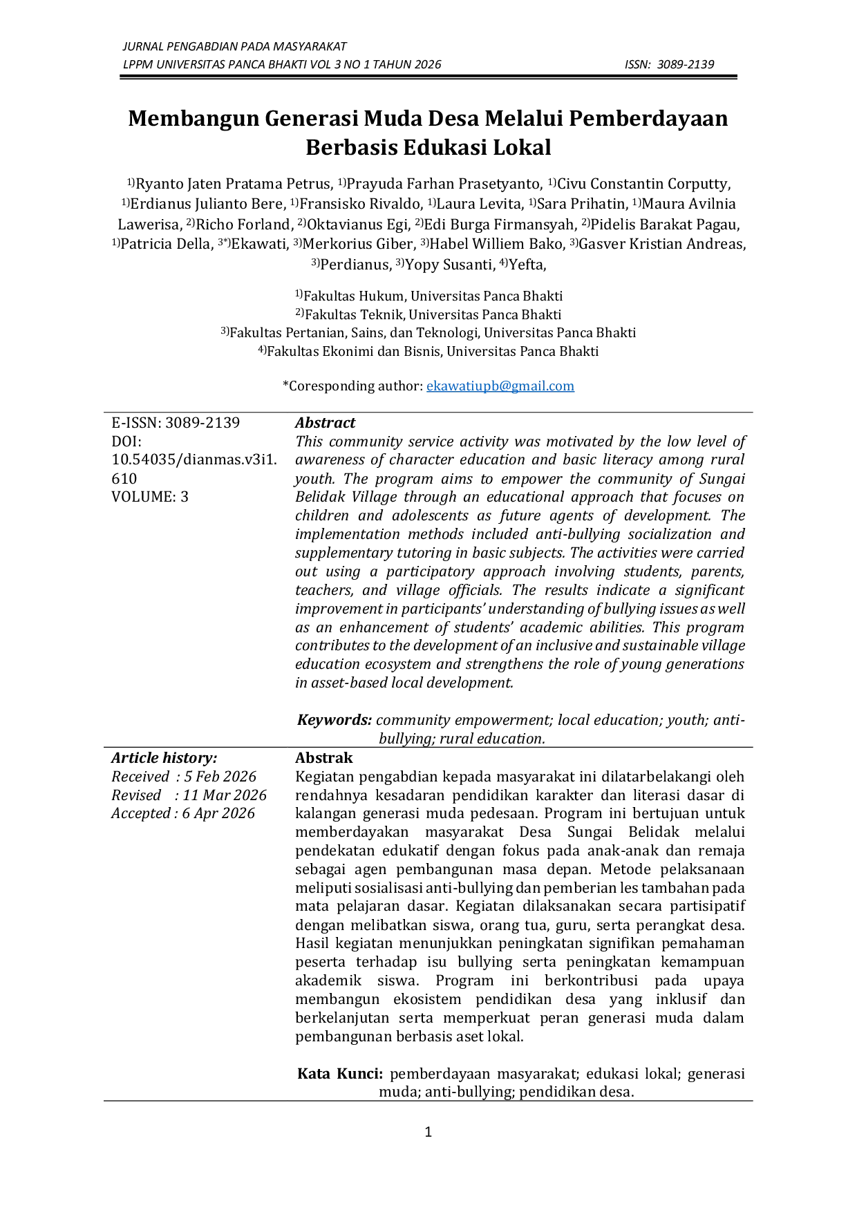 JURIS Membangun Generasi Muda Desa Melalui Pemberdayaan Berbasis Edukasi Lokal