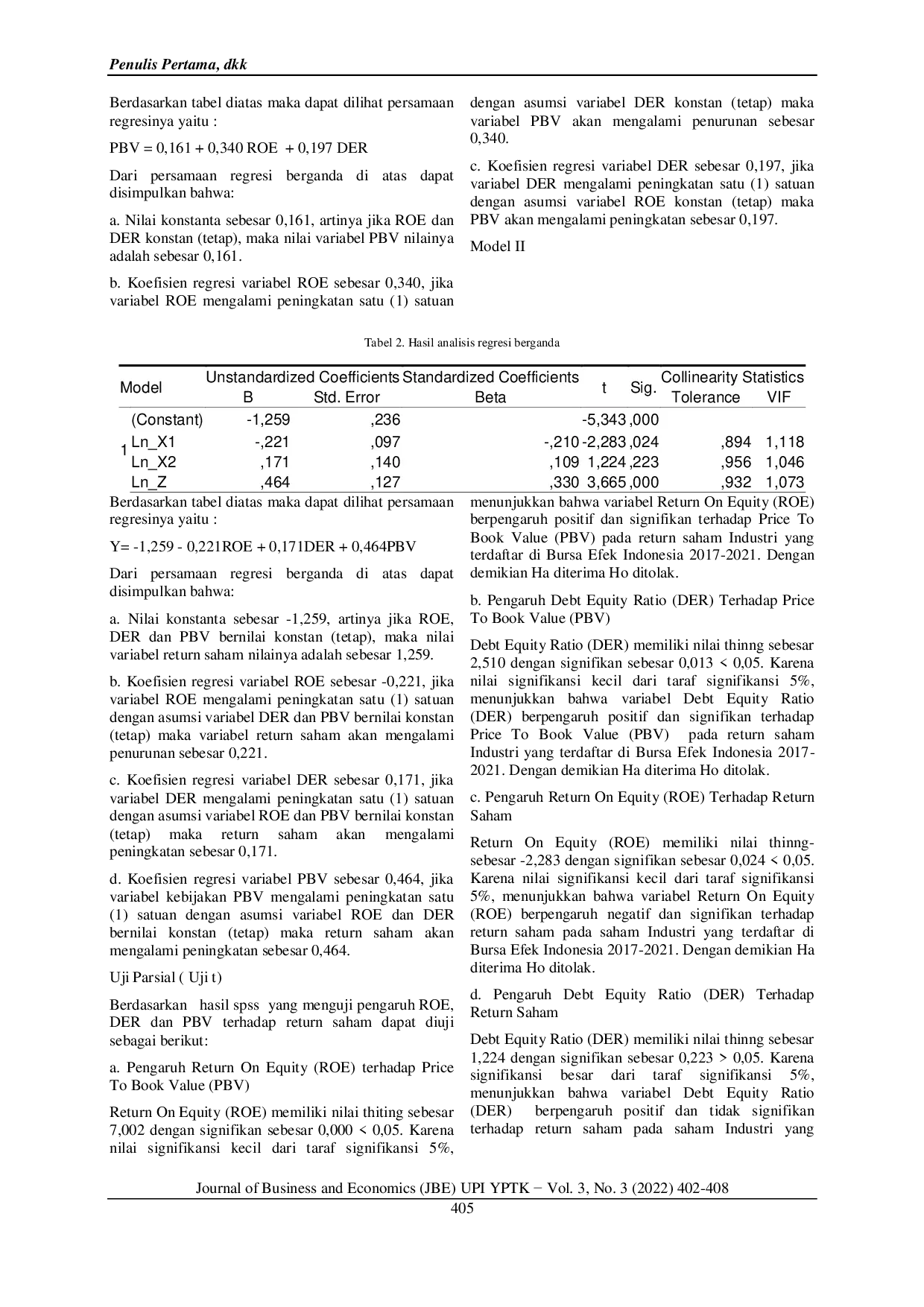 JURIS Pengaruh Return On Equity dan Debt To Equity Ratio terhadap Return Saham dengan Price To Book Value sebagai Variabel Intervening