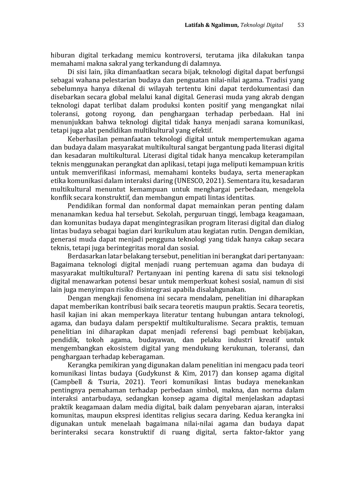 JURIS Teknologi Digital Sebagai Ruang Pertemuan Agama dan Budaya Masyarakat Multikultural