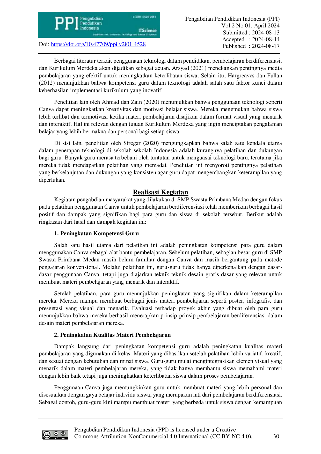 JURIS Pelatihan Peningkatan Kompetensi Guru dalam Penggunaan Canva untuk Pembelajaran Berdiferensiasi pada Kurikulum Merdeka