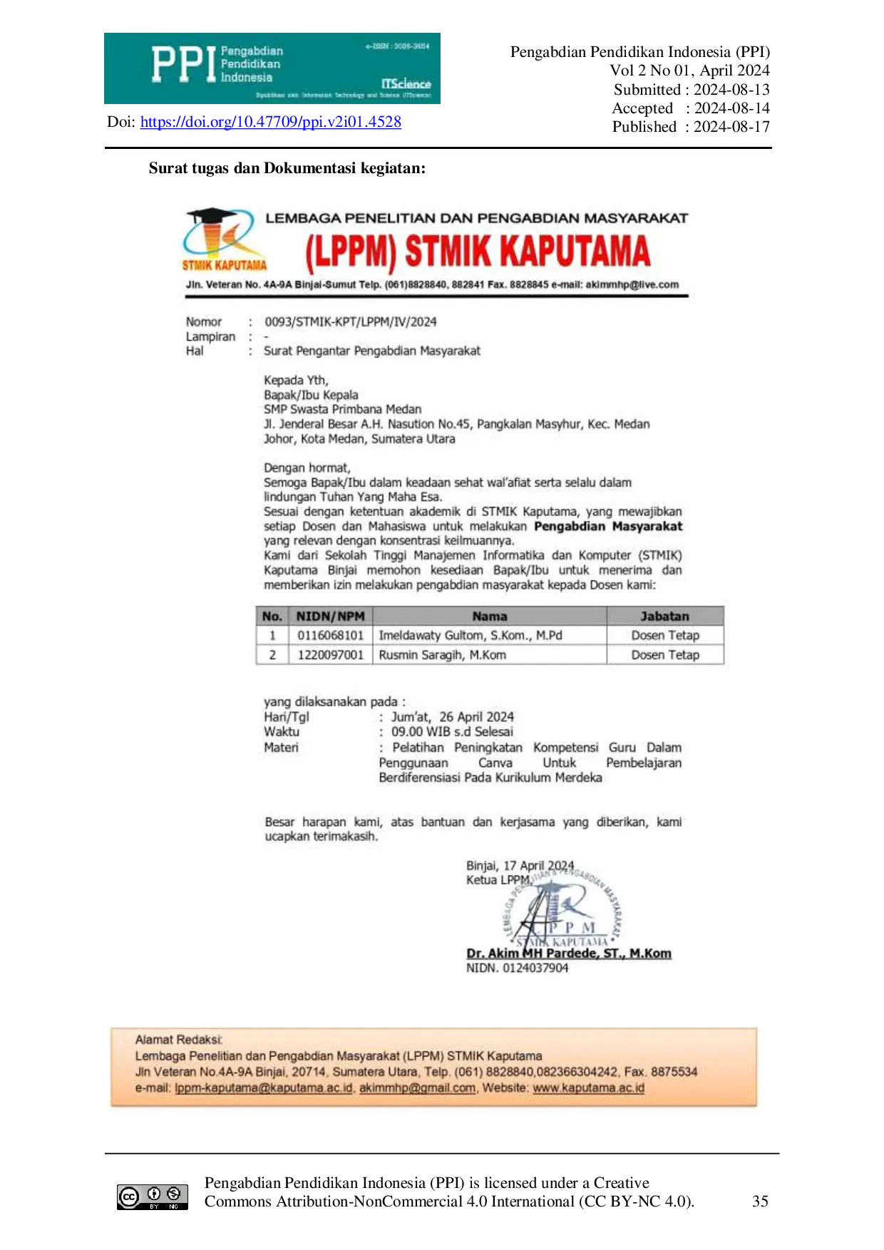 JURIS Pelatihan Peningkatan Kompetensi Guru dalam Penggunaan Canva untuk Pembelajaran Berdiferensiasi pada Kurikulum Merdeka