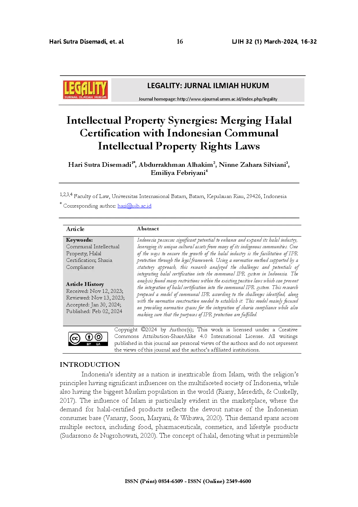juris Intellectual property synergies merging halal certification with Indonesian communal intellectual property rights laws